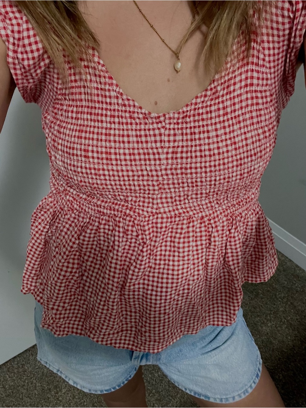 Women’s Red Gingham Top